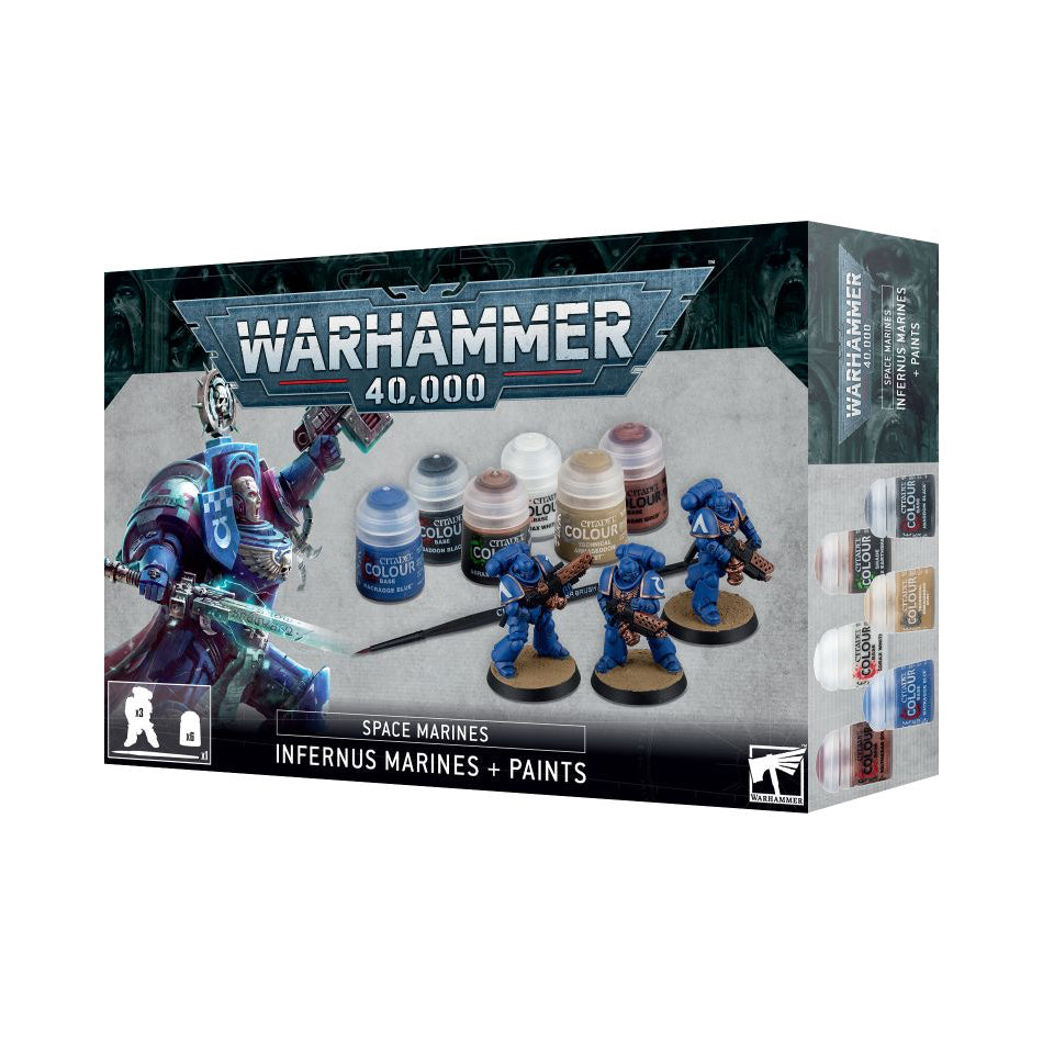 WARHAMMER 40K:SPACE MARINES INFERNUS MARINES + PAINTS SET