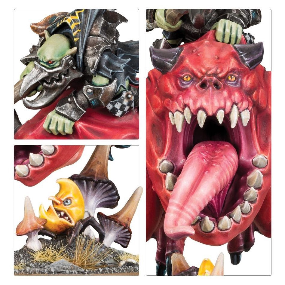 WARHAMMER AGE OF SIGMAR: GLOOMSPITE GITZ LOONBOSS ON GIANT CAVE SQUIG