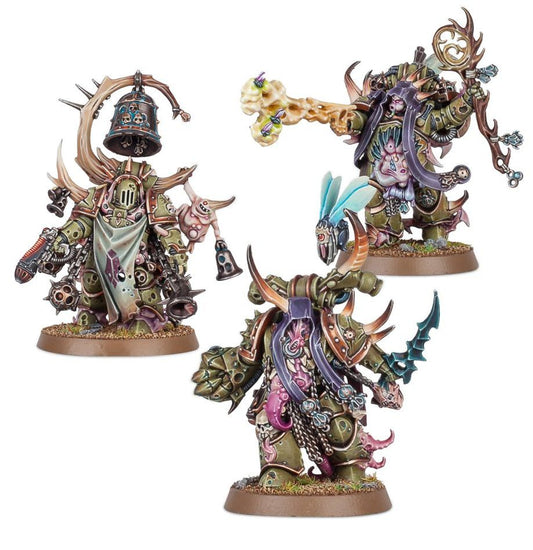 WARHAMMER 40K: DEATH GUARD CHOSEN OF MORTARION/MALIGNANT PLAGUECASTER, NOXIOUS BLIGHTBRINGER, AND A PLAGUE MARINE CHAMPION