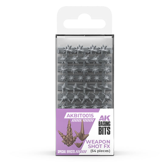 AK INTERACTIVE: WEAPONS SHOT FX - BASING BITS 54 PCS