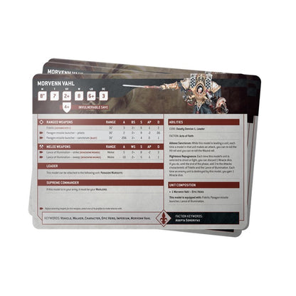 WARHAMMER 40K: ADEPTA SORORITAS DATASHEET CARDS