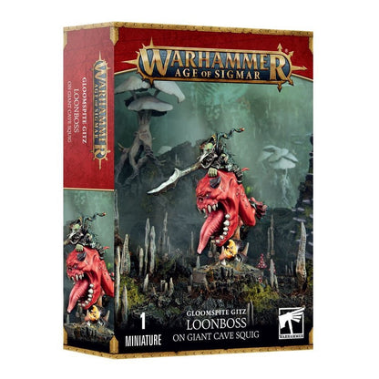 WARHAMMER AGE OF SIGMAR: GLOOMSPITE GITZ LOONBOSS ON GIANT CAVE SQUIG